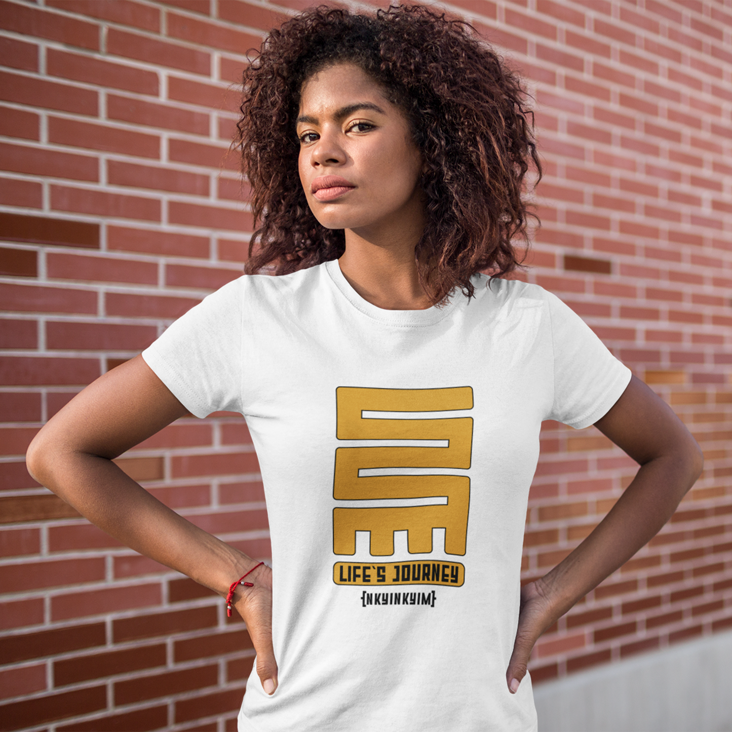 Unisex T-shirt with Adinkra Nkyinkyim Symbol, West African - Ghanaian Symbols