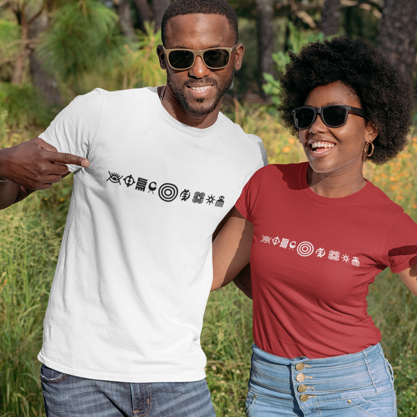 Adinkra Symbol tshirt, Graphic Tee, Multiple Symbols Shirt, Colorful t-shirt, African Design Tshirt, Cotton, Ghanaian Symbol, Afrocentric