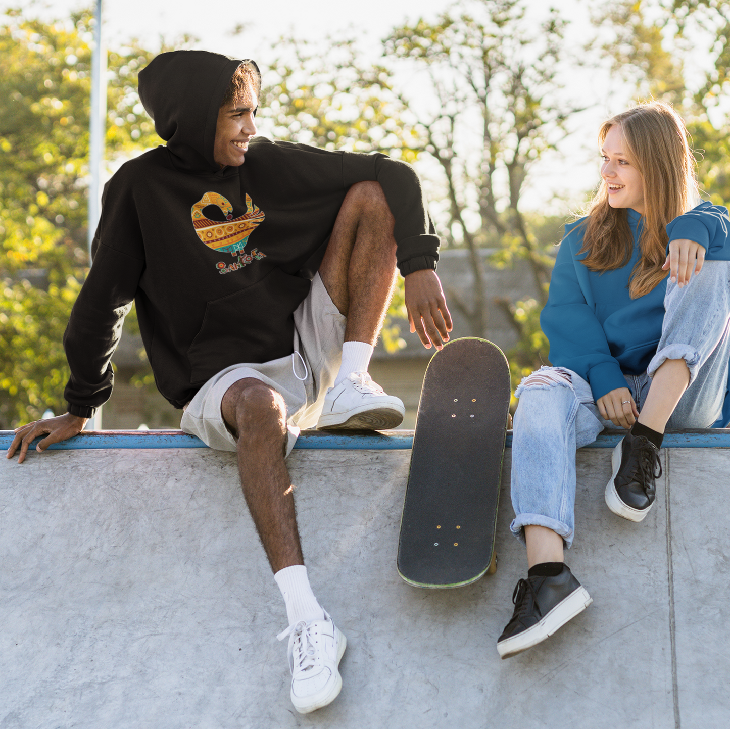 Adinkra Symbol unisex hoodie sweatshirts with authentic Ghanaian symbols, Sankofa Bird Afrocentric apparel, Medium weight cotton blend shirt
