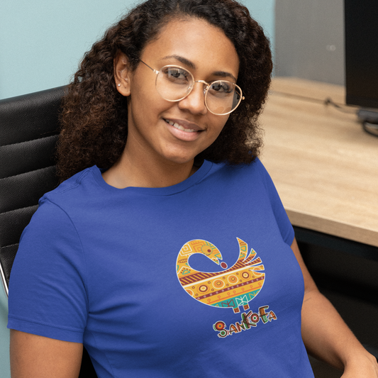 Sankofa Symbol w/ Pattern, West African Adinkra Symbol Cotton T-Shirt