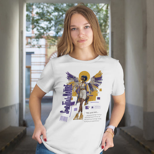 Spiritual by Nature Angel Tee | Urban Collage Art Shirt, Full Front Graphic, Comfort Colors Streetwear, Divine Energy Tshirt
