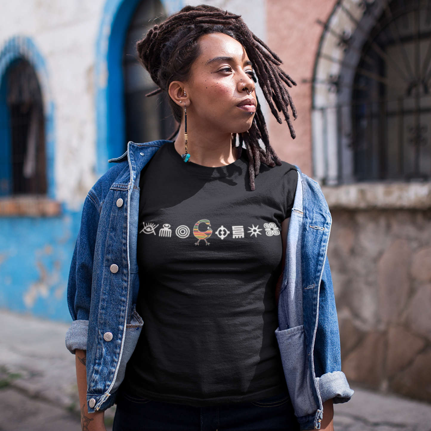 Adinkra Symbol T-shirt with Multiple Symbols, Cotton Tee with African Symbols