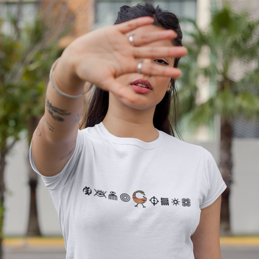 Adinkra Symbol T-shirt with Multiple Symbols, Cotton Tee with African Symbols