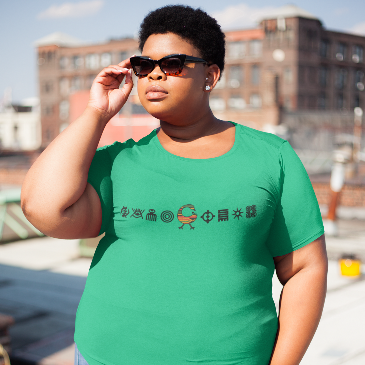 Adinkra Symbol T-shirt with Multiple Symbols, Cotton Tee with African Symbols