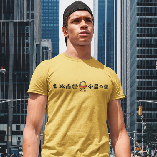 Adinkra Symbol T-shirt with Multiple Symbols, Cotton Tee with African Symbols