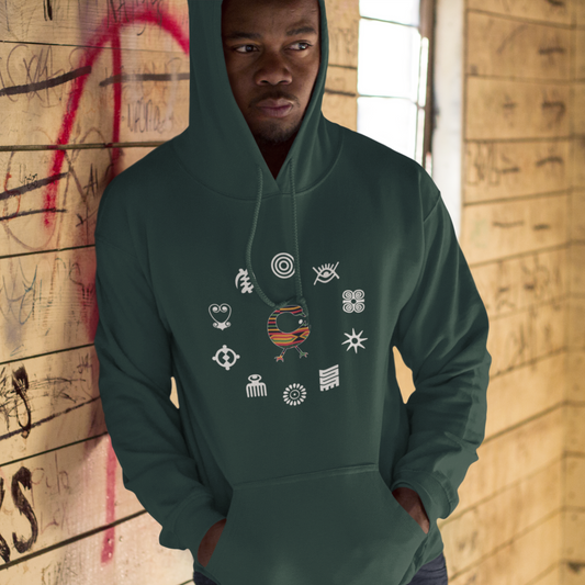 Adinkra Symbol Unisex Hoodie with Multiple Ghanaian Symbols