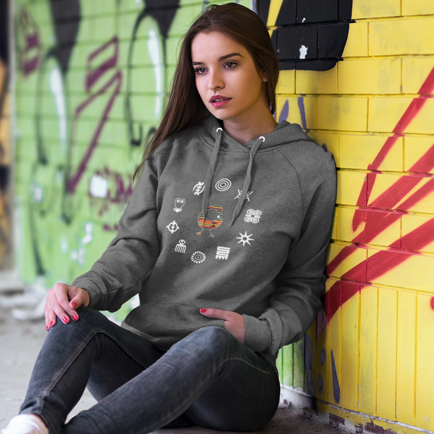 Adinkra Symbol Unisex Hoodie with Multiple Ghanaian Symbols