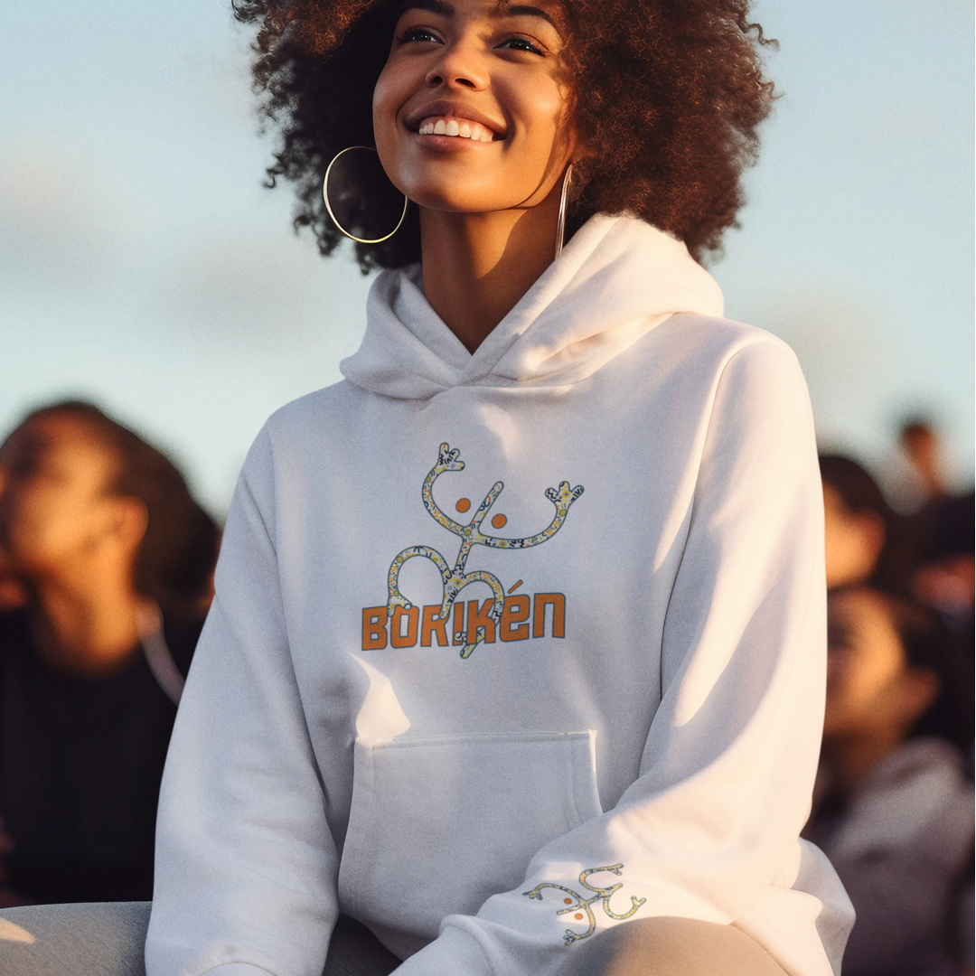 Taino Boriken Unisex Hoodie, Unisex Hoodie with Taino Coqui Symbol, Puerto Rican Taino Symbol Hoodie