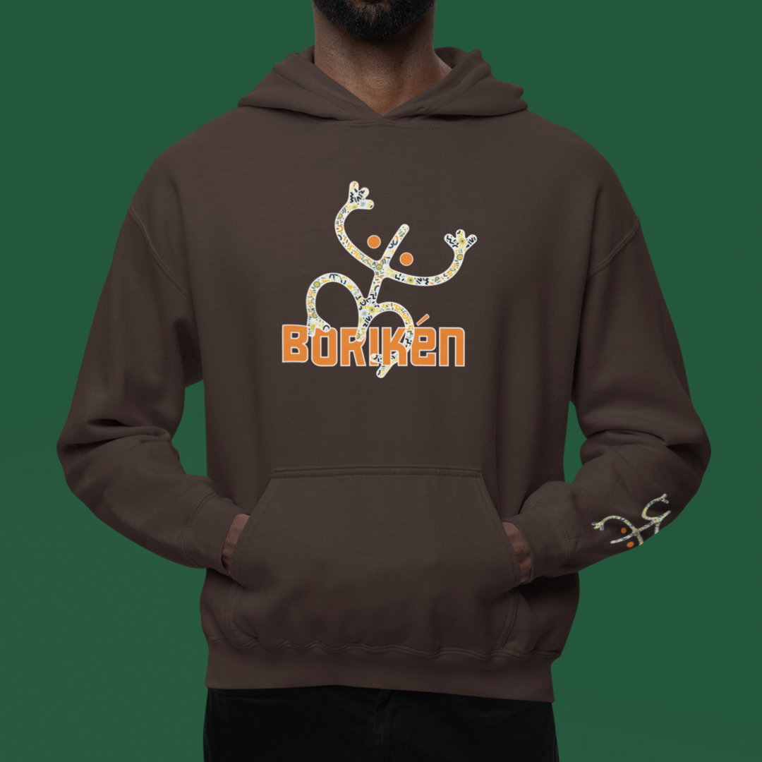 Taino Boriken Unisex Hoodie, Unisex Hoodie with Taino Coqui Symbol, Puerto Rican Taino Symbol Hoodie