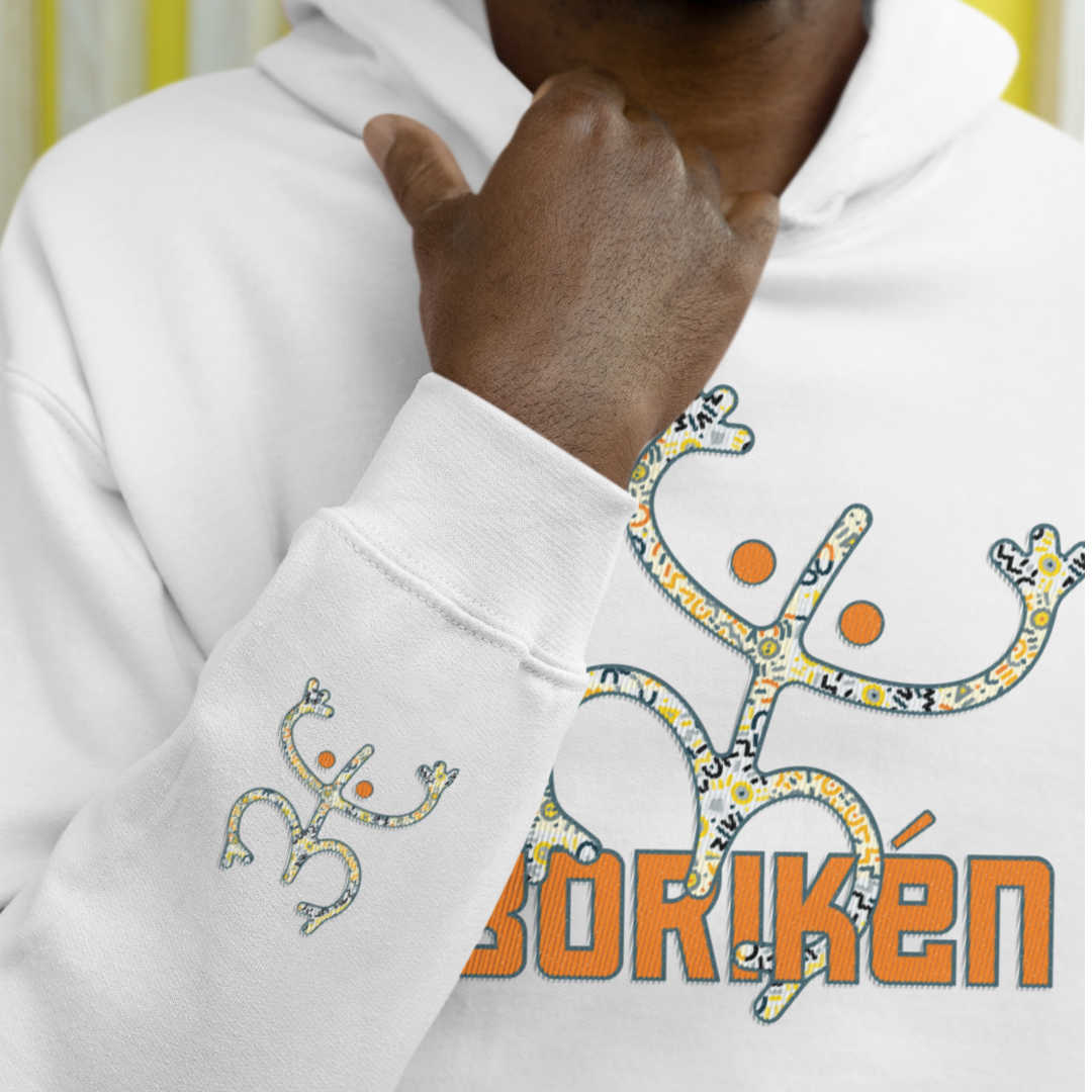 Taino Boriken Unisex Hoodie, Unisex Hoodie with Taino Coqui Symbol, Puerto Rican Taino Symbol Hoodie