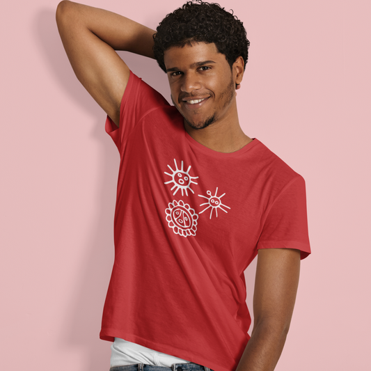 Unisex Cotton T-shirt with Taino Suns Design, Unisex Graphic Tee Sun Symbols, Puerto Rican Taino Petroglyph Tshirt
