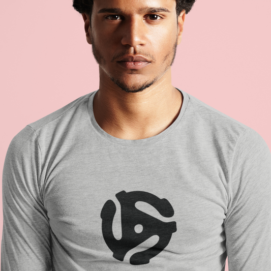Unisex Jersey Long Sleeve Tee Featuring 45 RPM Record Adapter, Perfect Gift for Music Lovers, House Headz