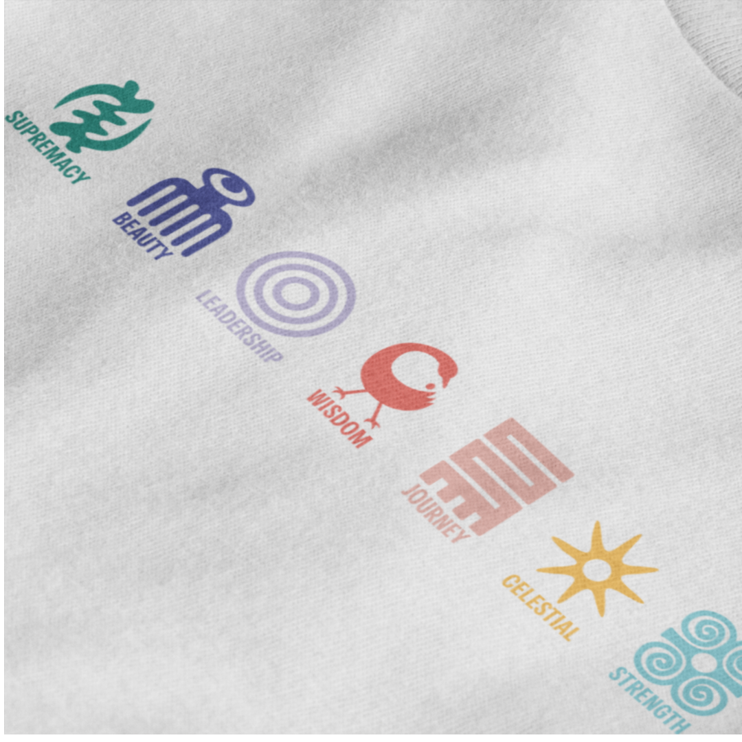 Adinkra Symbol Cotton T-Shirt, Graphic Tee, Adinkra Symbol tshirt, Multiple Symbols Shirt, Colorful t-shirt, Ghanaian Symbol, Afrocentric Apparel