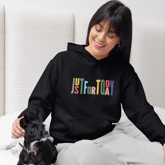 Recovery Unisex Hoodie, "Just For Today" graphic hoodie for recovery and spirituality, 12 steps and 12 spiritual principles cotton blend sweatshirt