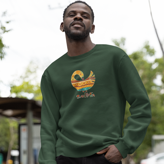 Adinkra Symbol Unisex Cotton Sweatshirt with West African Ghanaian Sankofa symbol, Afrocentric apparel, Pan-African Design, Great Gift