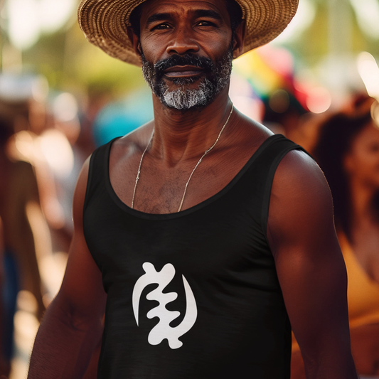 Gye Nyame Symbol Unisex Heavy Cotton Tank Top, Ghanaian Adinkra Symbol Apparel, Cotton Summer Top, Summer Tee