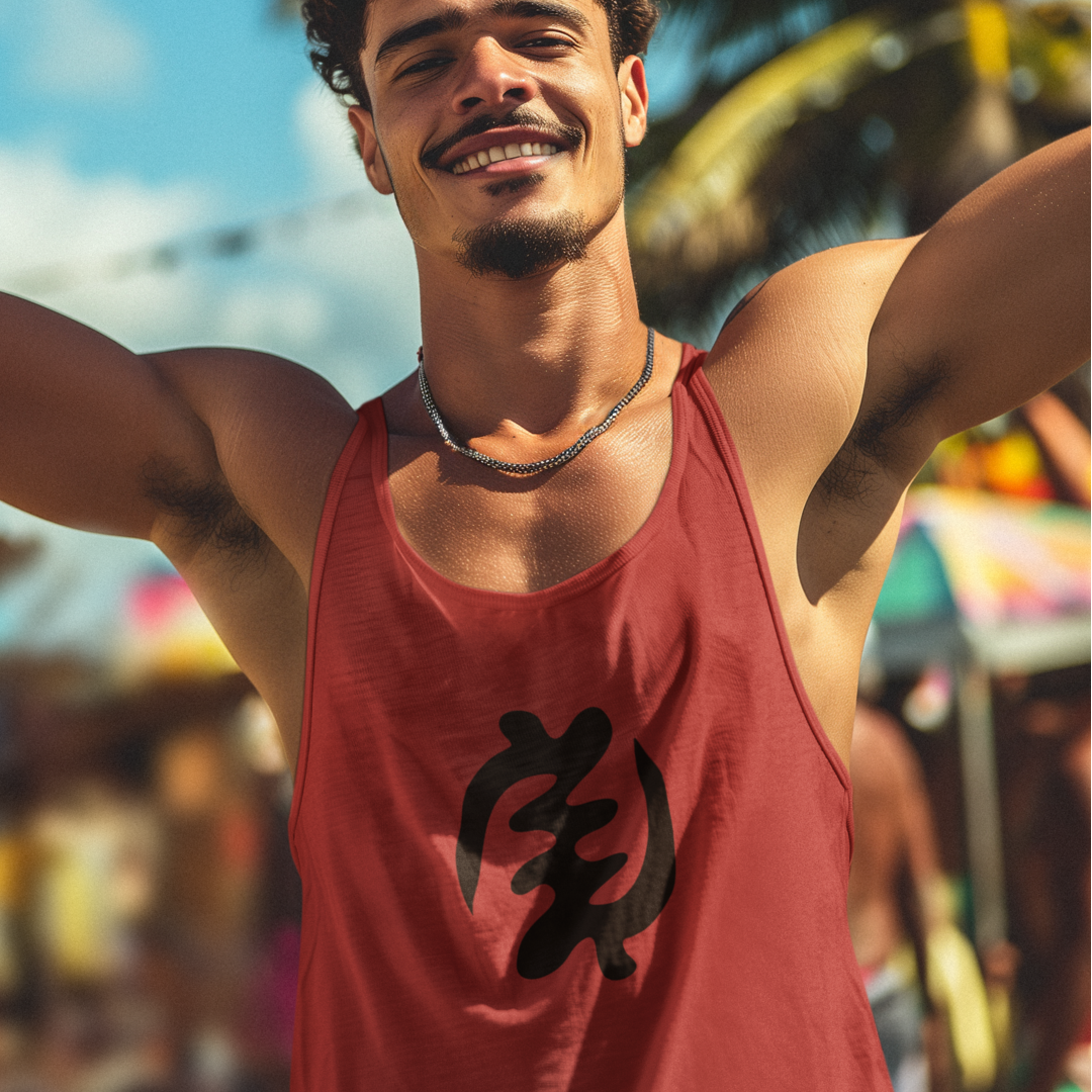 Gye Nyame Symbol Unisex Heavy Cotton Tank Top, Ghanaian Adinkra Symbol Apparel, Cotton Summer Top, Summer Tee