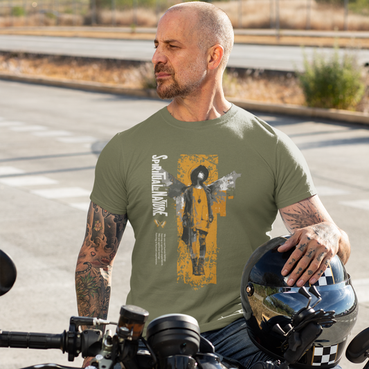 Spiritual by Nature Unisex Tee, Angel Graphic T-Shirt, Street Gear, Boho Top, Artistic Garment-Dyed T-Shirt, Vintage Style Urban Streetwear