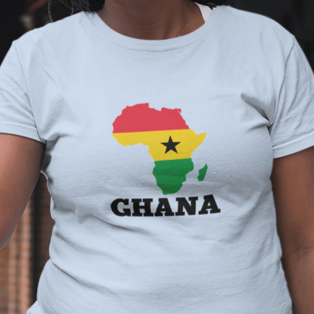 Africa Unisex Jersey Tee with the African Continent in the Ghanaian flag colors, Gift Top, cotton t-shirt, African Summer Shirt, Ghana Trip tshirt
