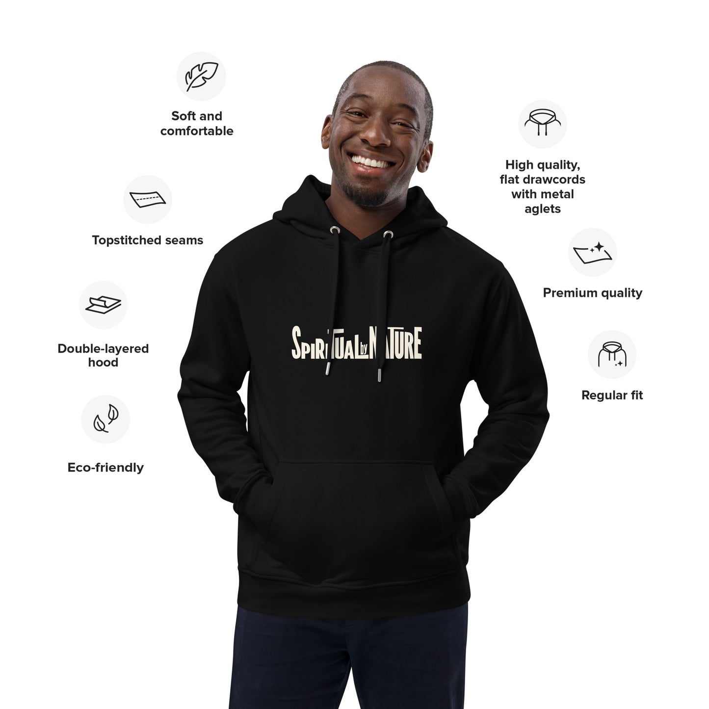 Spiritual by Nature Premium eco hoodie, Harmony Eco Hoodie: Sustainable Comfort in Every Layer