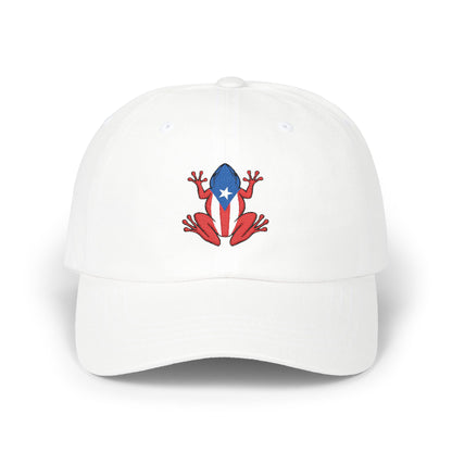 Embroidered Puerto Rican Flag Coqui Frog Classic Dad Cap, Baseball Hat, Puerto Rican Pride Baseball Cap, Coqui Frog Puerto Rican Flag Hat,