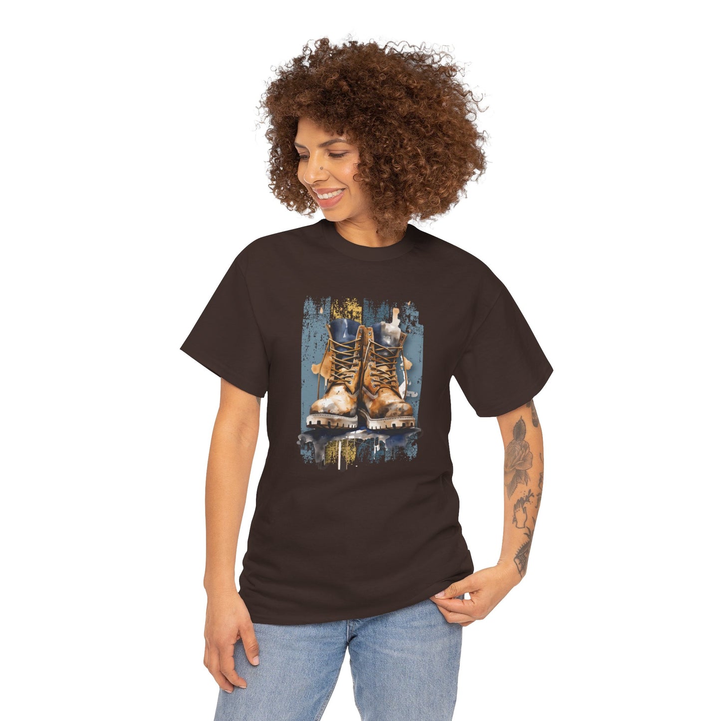 Urban Boots, Tim Style Unisex T-shirt, Art on Apparel with a City Lifestyle - Grunge Aesthetic Tee, Streetwear top