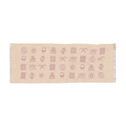 Adinkra Symbol Light Scarf, Beautiful Pattern Scarf with West African Ghanaian Symbols
