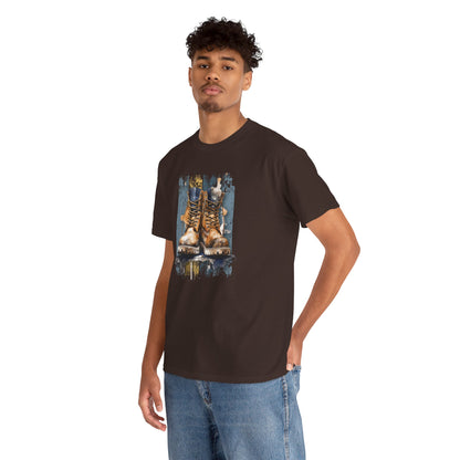 Urban Boots, Tim Style Unisex T-shirt, Art on Apparel with a City Lifestyle - Grunge Aesthetic Tee, Streetwear top