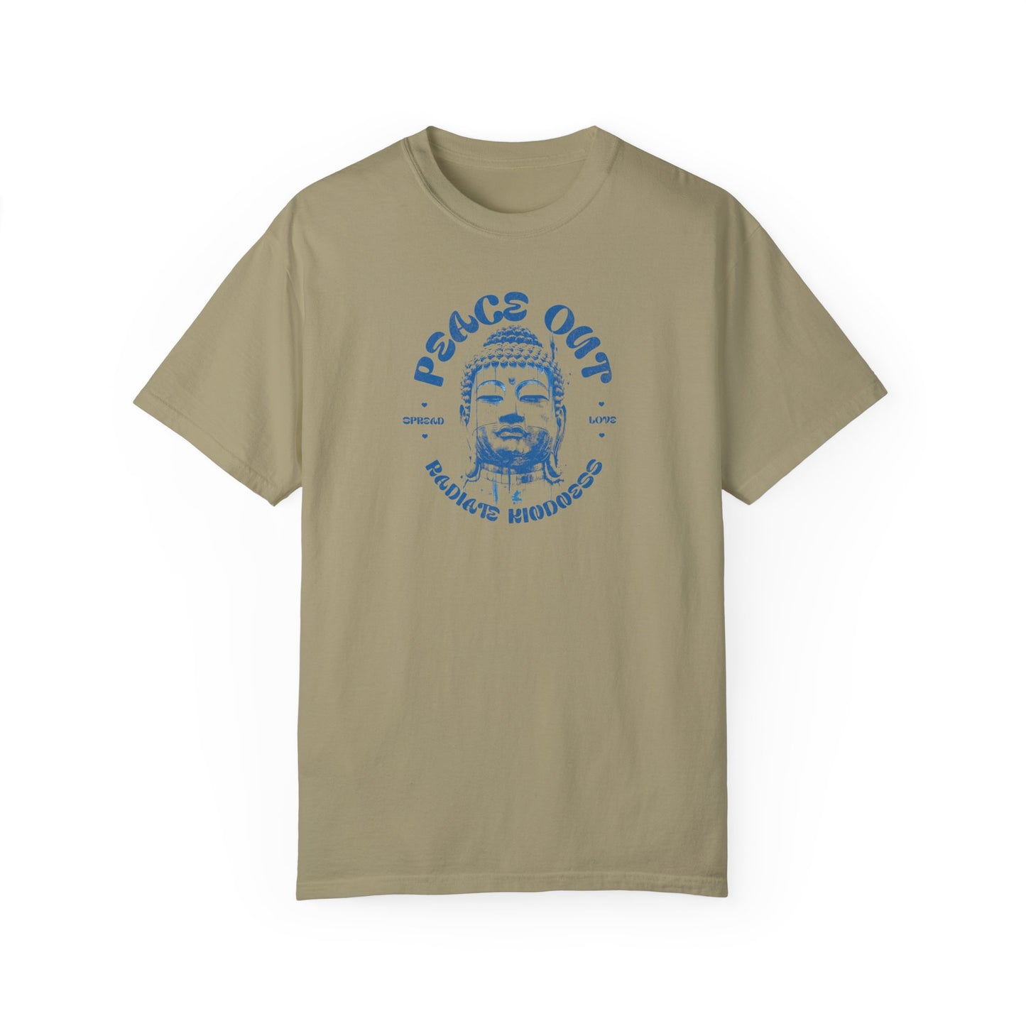 Unisex Peace Out Buddha T-Shirt - Relaxed Fit, Garment-Dyed, Ideal for Spiritual Vibes