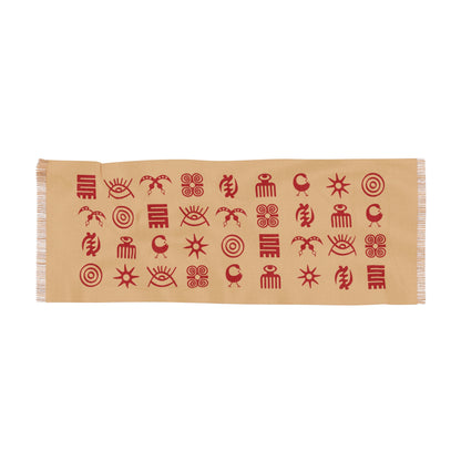 Adinkra Symbol Light Scarf, Beautiful Pattern Scarf with West African Ghanaian Symbols