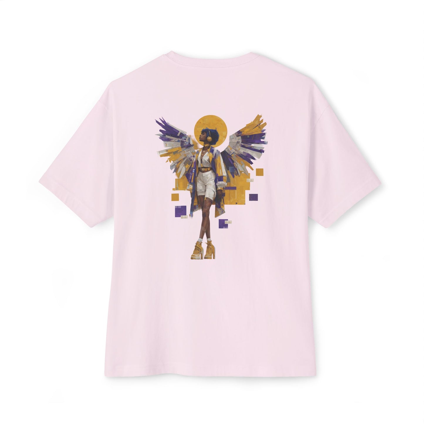 Oversized Unisex Streetwear TShirt | Spiritual by Nature Angel Art Tee | Afrocentric Graphic Back Design, Artistic Vibe Tshirt | Relaxed Fit