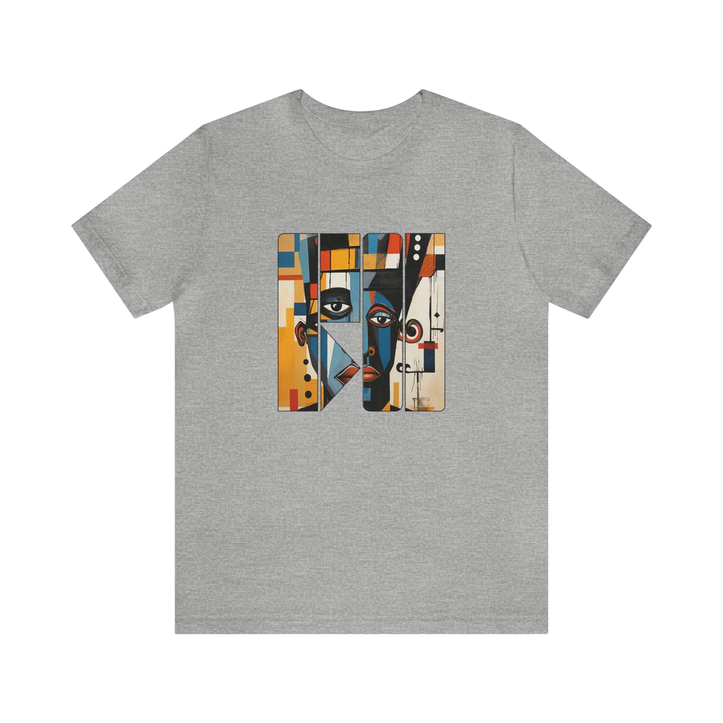 Graphic Tshirt, Abstract Cubism Style Graphic T-Shirt Cotton Tee for Art Lovers and African American Cultural Enthusiasts