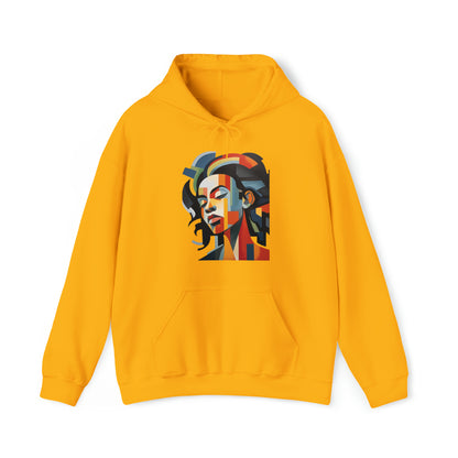 Unisex Hoodie Sweatshirt with Unique Abstract Cubism Style Art Graphic for Art Lovers