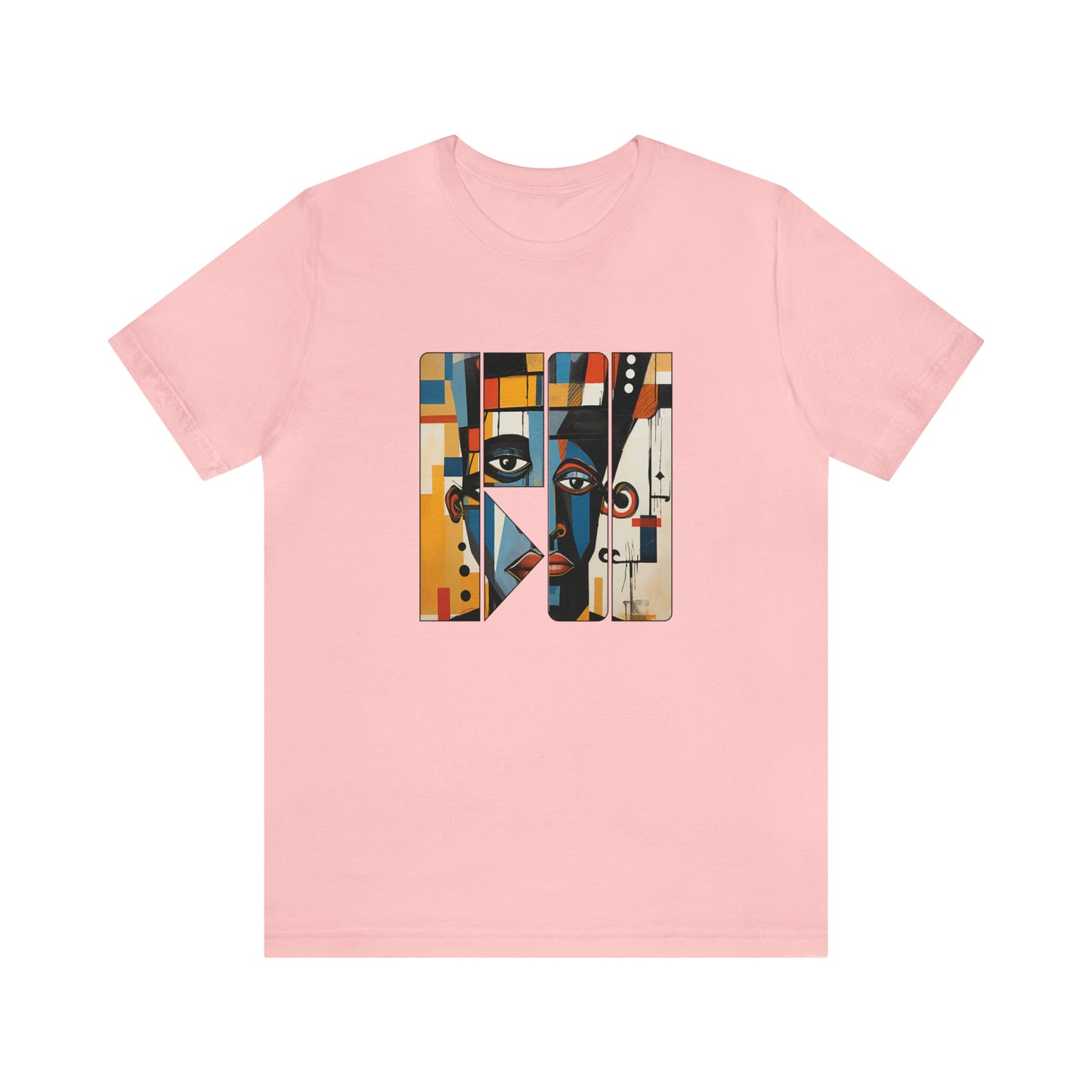 Graphic Tshirt, Abstract Cubism Style Graphic T-Shirt Cotton Tee for Art Lovers and African American Cultural Enthusiasts