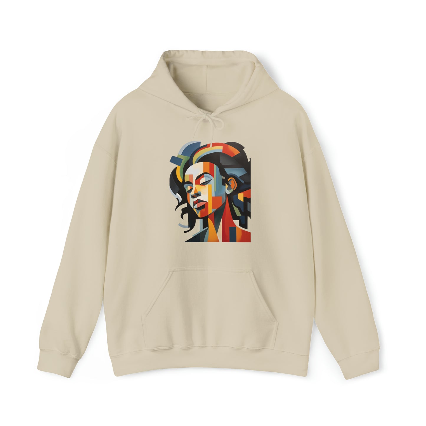 Unisex Hoodie Sweatshirt with Unique Abstract Cubism Style Art Graphic for Art Lovers