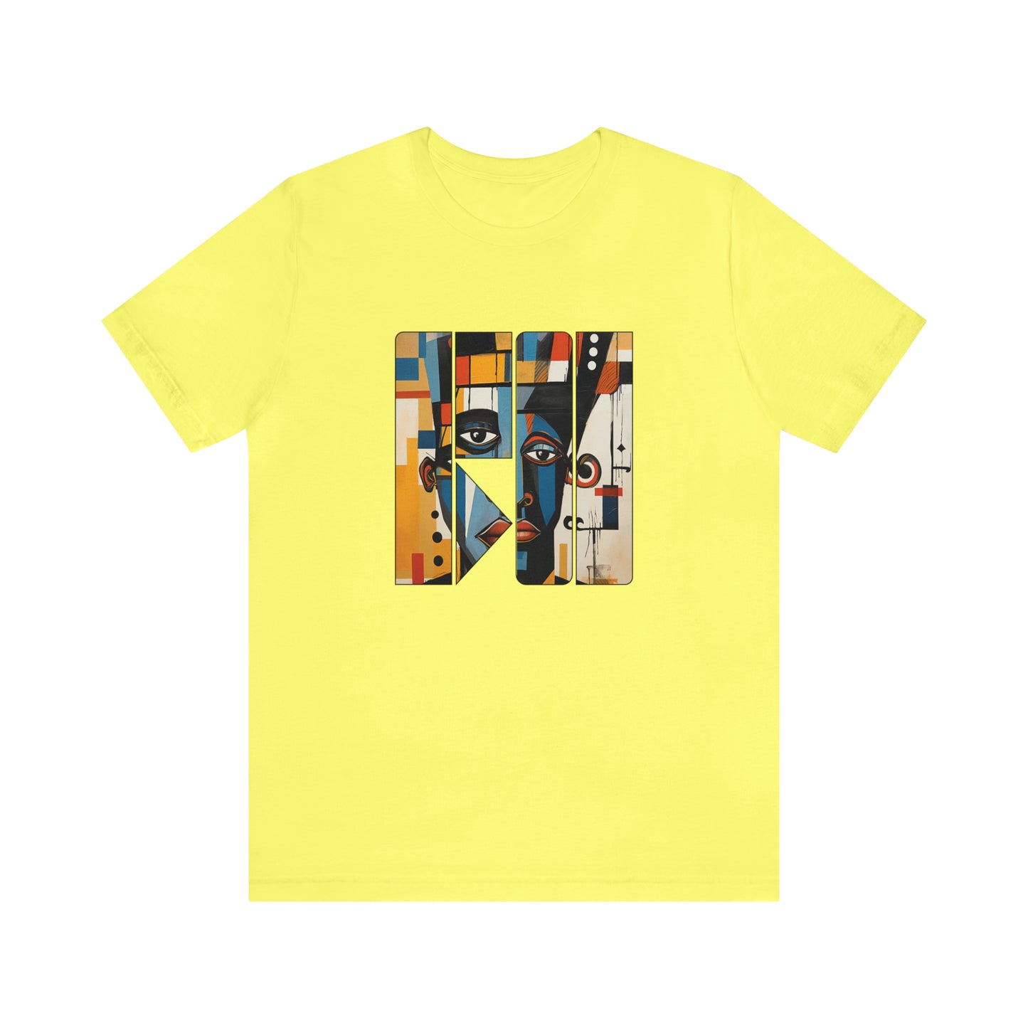 Graphic Tshirt, Abstract Cubism Style Graphic T-Shirt Cotton Tee for Art Lovers and African American Cultural Enthusiasts