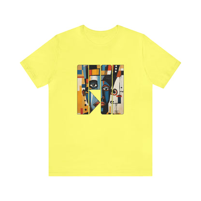 Graphic Tshirt, Abstract Cubism Style Graphic T-Shirt Cotton Tee for Art Lovers and African American Cultural Enthusiasts