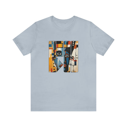 Graphic Tshirt, Abstract Cubism Style Graphic T-Shirt Cotton Tee for Art Lovers and African American Cultural Enthusiasts