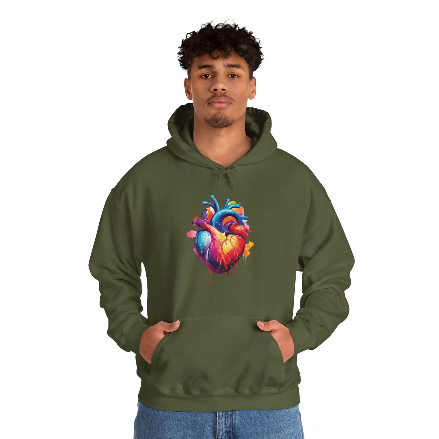 Unisex Hoodie Sweatshirt with Unique Abstract Style Heart Graphic for Art Lovers