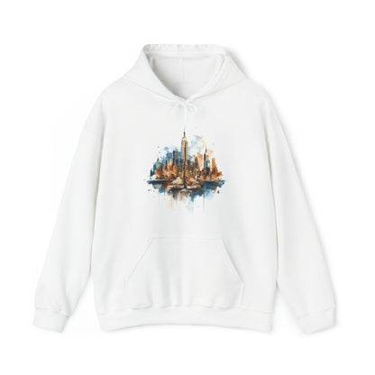 Unisex Hoodie Art on Apparel with City Pulse: Urban Tapestry Boots on New York Skyline