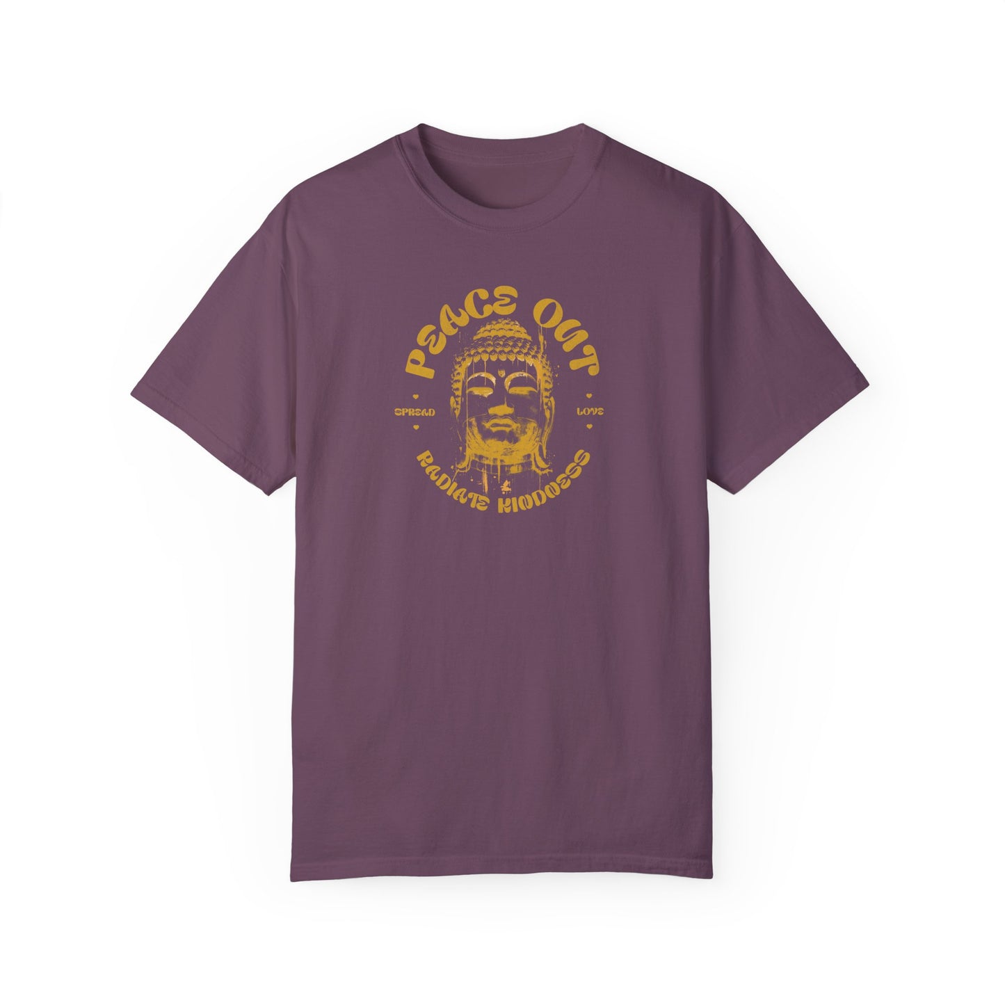 Unisex Peace Out Buddha T-Shirt - Relaxed Fit, Garment-Dyed, Ideal for Spiritual Vibes