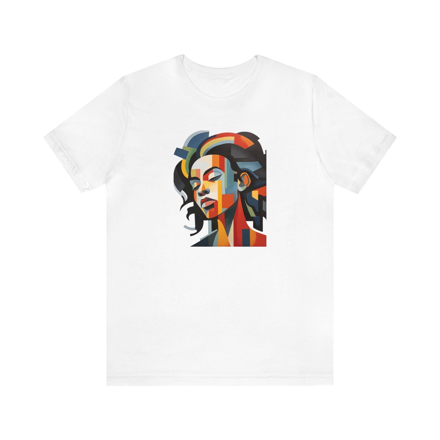 Unisex Cotton T-shirt with Abstract Cubism Style Woman, T-Shirt Cotton Tee for Art Lovers and Black, Pan-African Culture