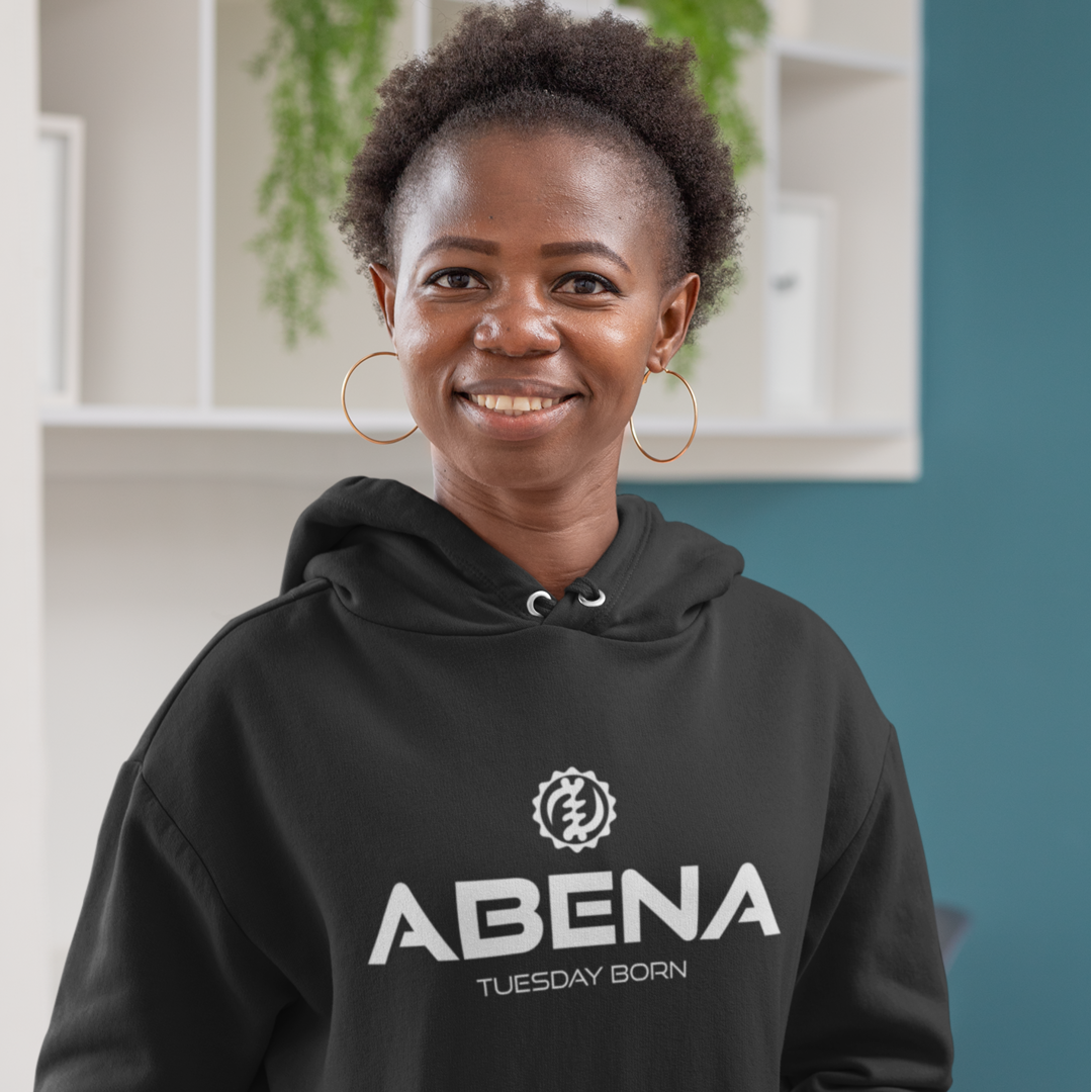 Akan Tuesday Born Female Birthday Hoodie with Nyame Ye Ohene Symbol | Ghanaian Adinkra Symbol Hoodie | Unisex Heavy Blend™ Hooded Sweatshirt