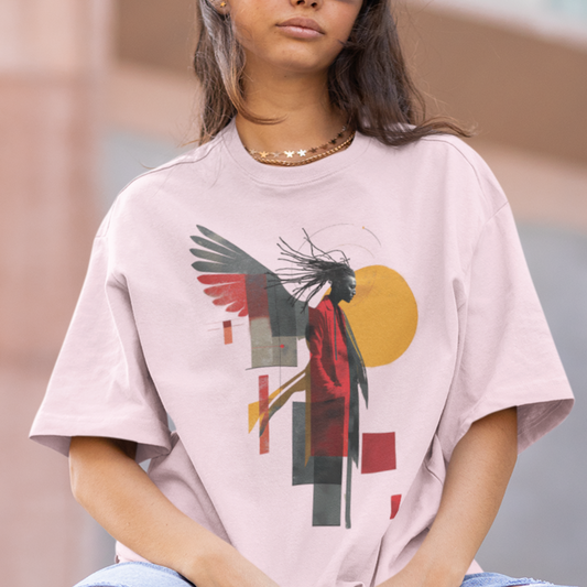 Spiritual by Nature Unisex Oversized Boxy Tee, Angel Graphic Loose Fit T-Shirt, Street Gear, Boho Top, Relaxed Fit Urban Tee