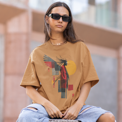 Spiritual by Nature Unisex Oversized Boxy Tee, Angel Graphic Loose Fit T-Shirt, Street Gear, Boho Top, Relaxed Fit Urban Tee