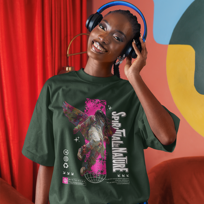 Angel Wings Oversized Boxy Tee | Bella Canvas 3010 | Unisex Cotton Streetwear | Black Pink