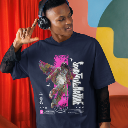 Angel Wings Oversized Boxy Tee | Bella Canvas 3010 | Unisex Cotton Streetwear | Black Pink