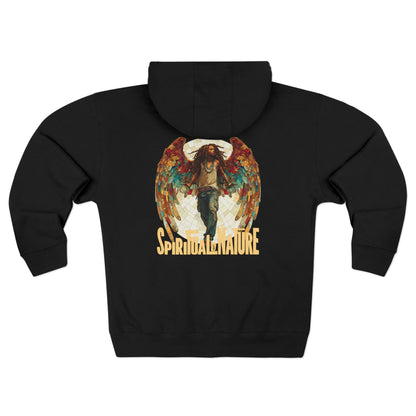 Bohemian Angel Wing Zip Hoodie Back Graphic - Cozy Unisex Sweatshirt, Gift for Art Lovers, Unique Warm Layer, Perfect for Festivals & Everyday Wear