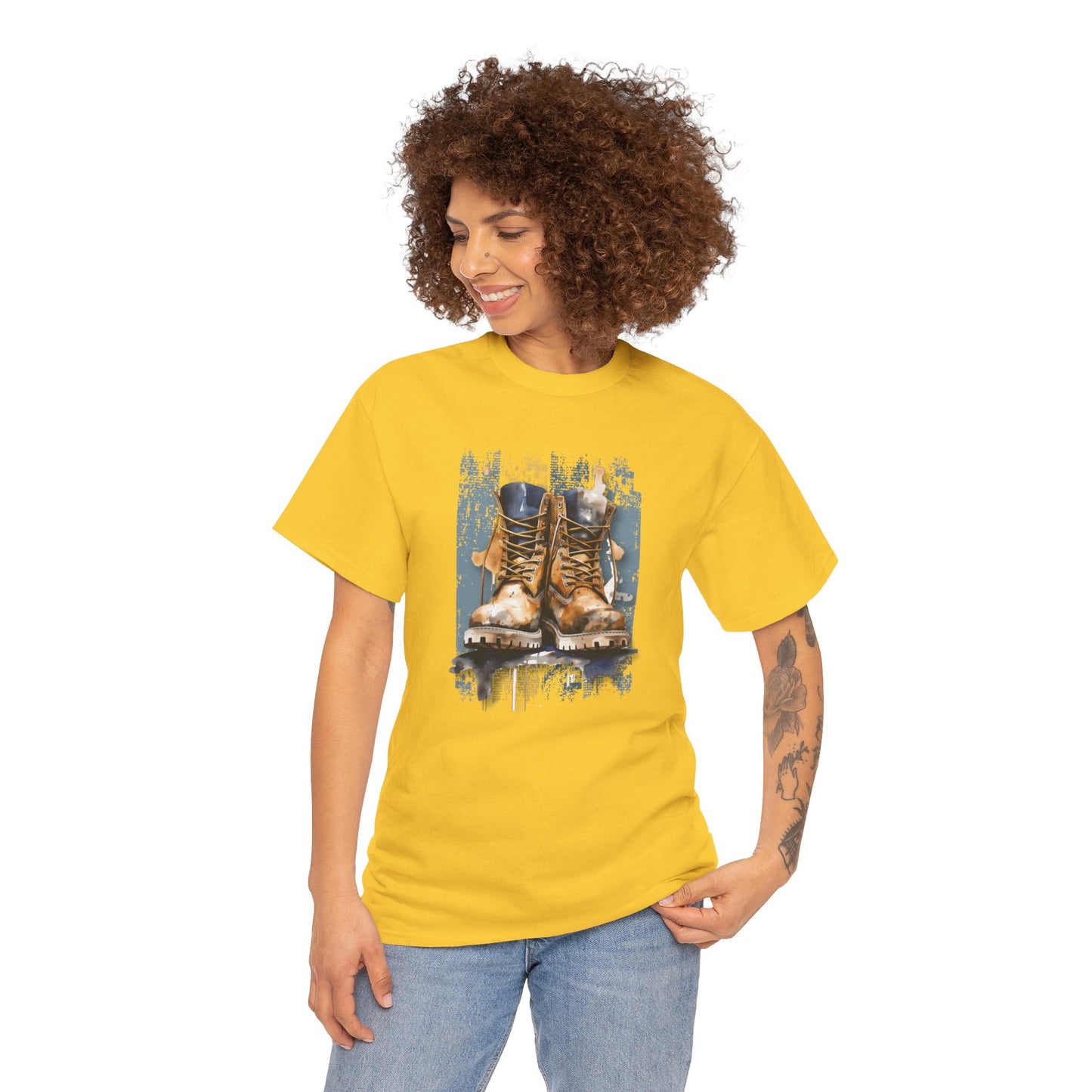 Urban Boots, Tim Style Unisex T-shirt, Art on Apparel with a City Lifestyle - Grunge Aesthetic Tee, Streetwear top