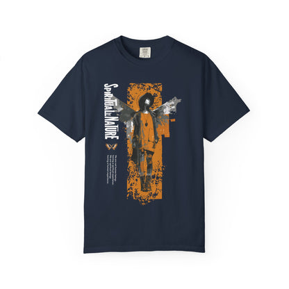 Spiritual by Nature Unisex Tee, Angel Graphic T-Shirt, Street Gear, Boho Top, Artistic Garment-Dyed T-Shirt, Vintage Style Urban Streetwear